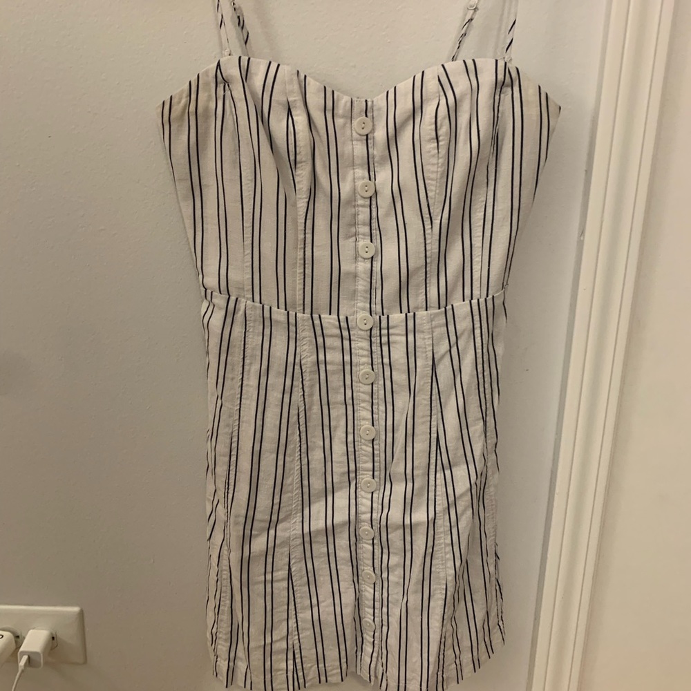 Urban Outfitters - Cotton Strapless/With Straps Dress - 4 - White + Navy Stripes